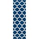 preview thumbnail 4 of 10, Hand-woven Blinov Blue MoroccanTrellis Flatweave Wool Area Rug