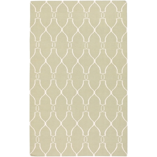 Hand-woven Ephesus Light Sage Flatweave Wool Area Rug - 9' x 13'