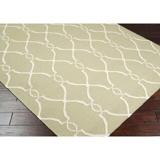 Hand-woven Ephesus Light Sage Flatweave Wool Area Rug - 2'6" x 8' Runner - 2' 6" x 8'