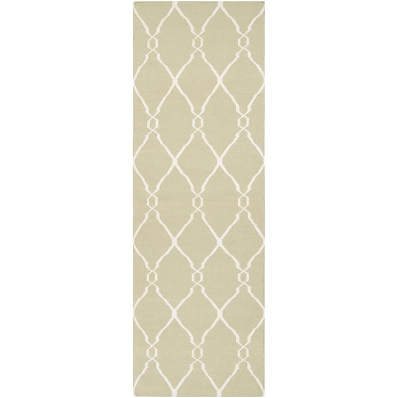 Hand-woven Ephesus Light Sage Flatweave Wool Area Rug - 2'6" x 8' Runner - 2'6" x 8' Runner