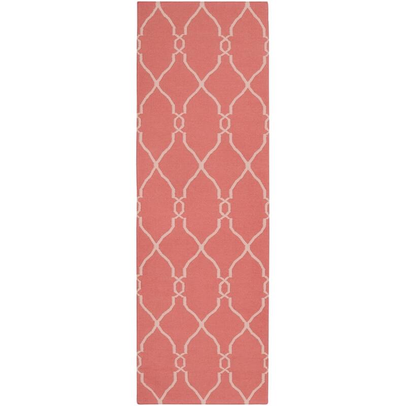 Hand-woven Orange Olympia Wool Area Rug - 2'6" x 8' Runner - 2'6" x 8' Runner - Rose