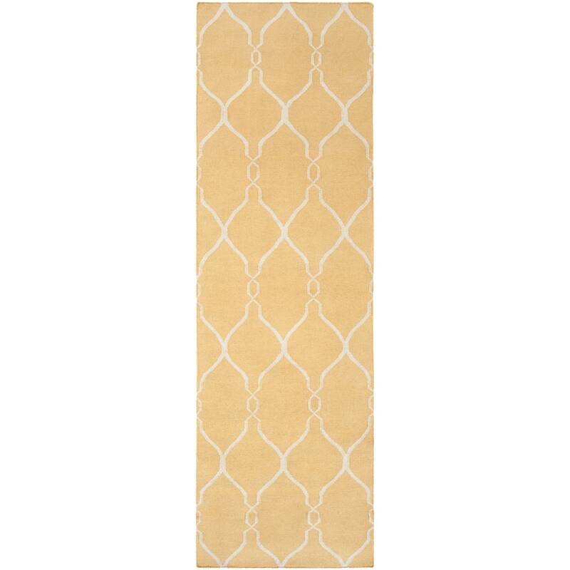 Hand-woven Babylon Sunflower Yellow Flatweave Wool Area Rug - 2'6" x 8' Runner - 2'6" x 8' Runner