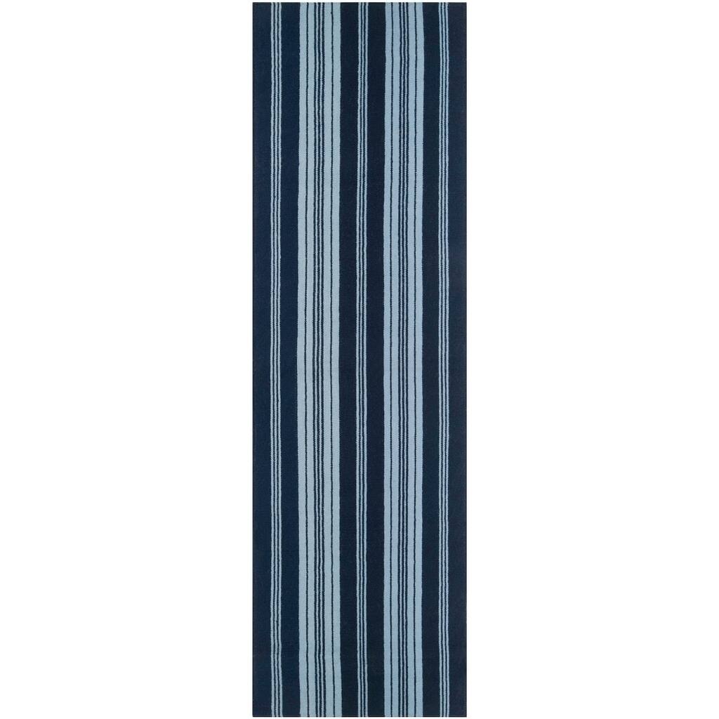 Hand-woven Blue Archimedes Wool Area Rug - 2'6" x 8' Runner