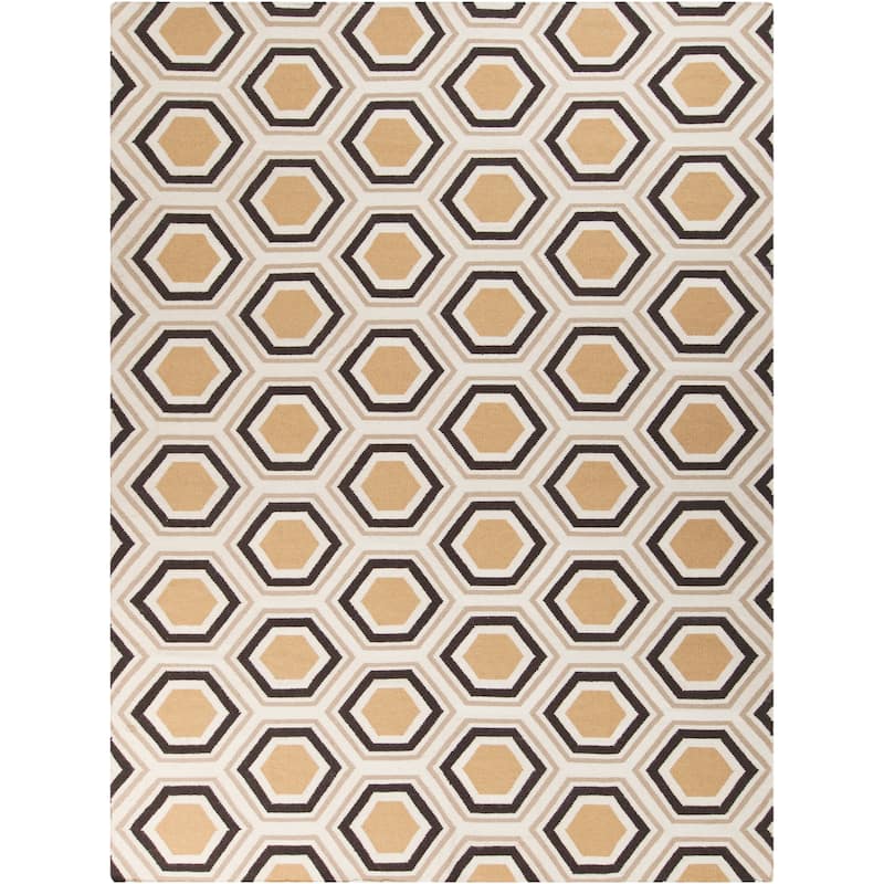 Hand-woven Black Potala Wool Area Rug - 8' x 11'