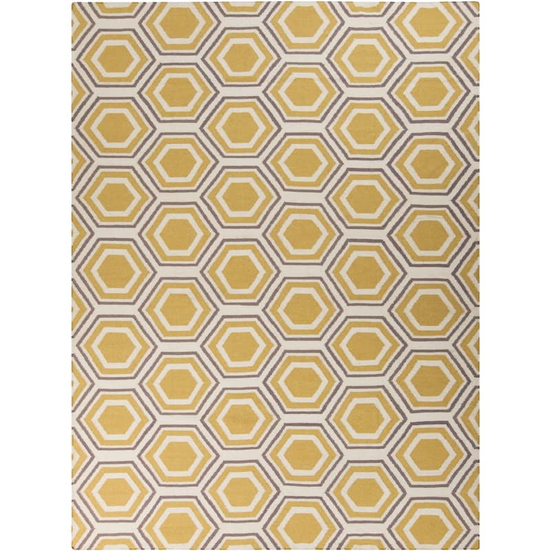 Hand-woven Yellow Petra Wool Area Rug - 8' x 11' - 8' x 11' - 8' x 11' - Yellow