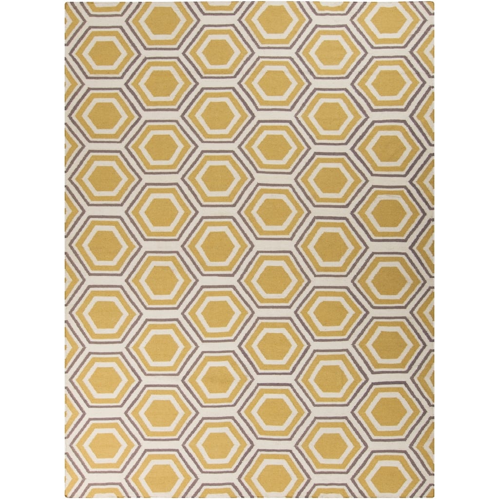 Hand-woven Yellow Petra Wool Area Rug - 8' x 11' - 8' x 11'