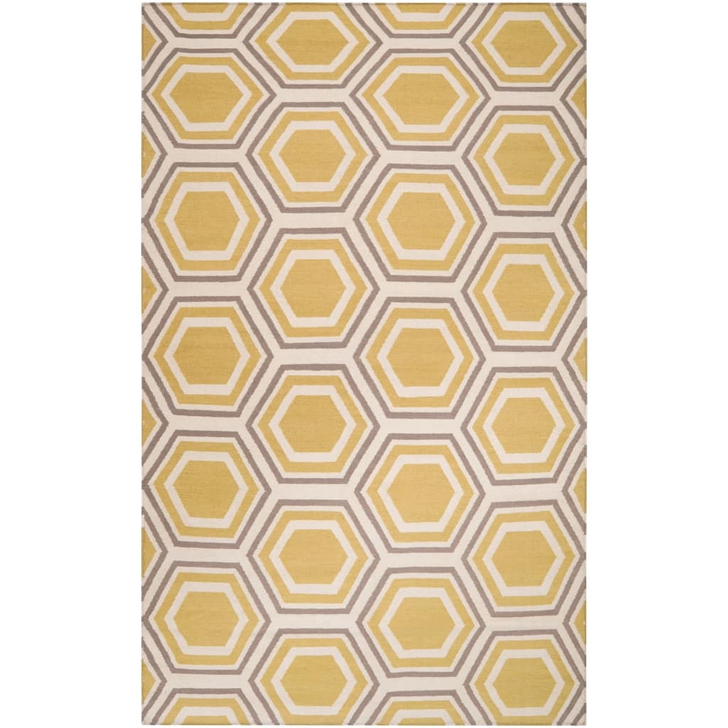 Hand-woven Yellow Petra Wool Area Rug - 3'6" x 5'6"