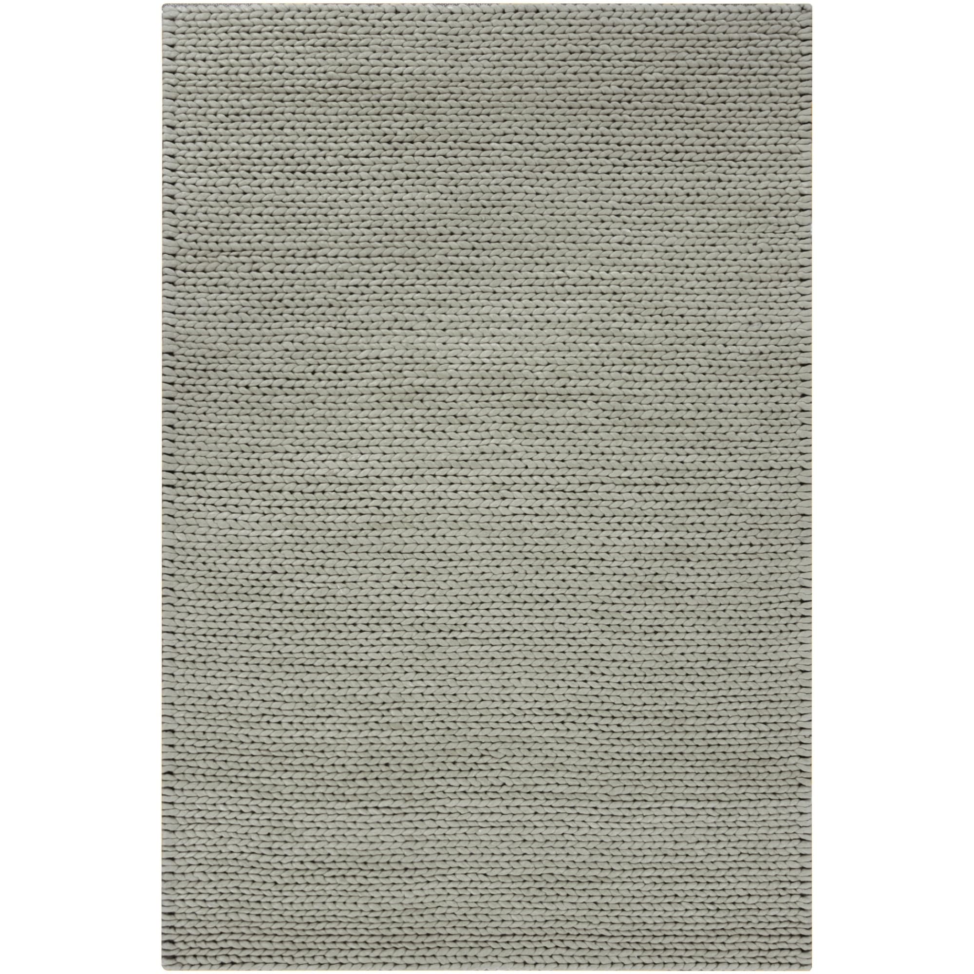 Hand woven Gray Descartes New Zealand Wool Soft Braided Texture Rug (8 X 10)