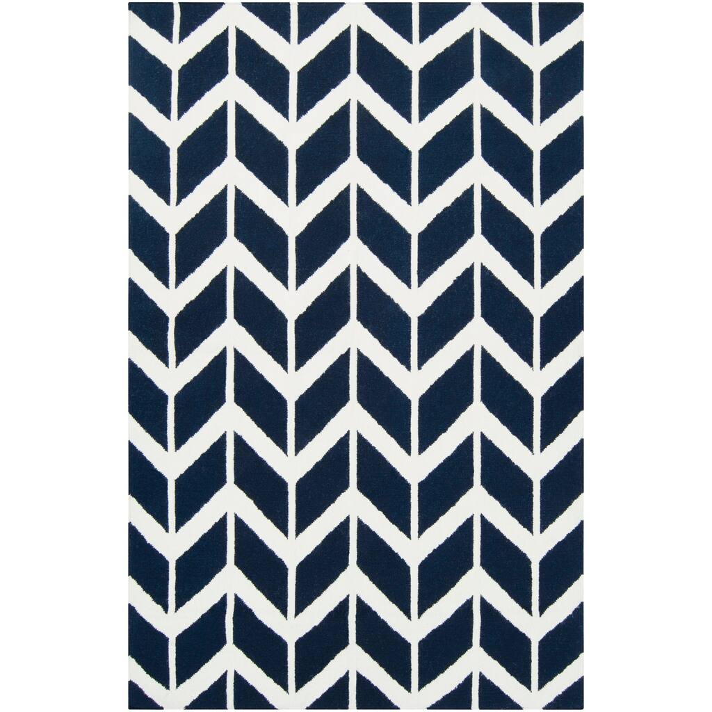 Hand-woven Navy Backoo Wool Area Rug - 3'6" x 5'6"