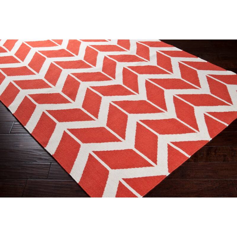 Hand-woven Orange Abada Wool Area Rug - 8' x 11' - 8' x 11'