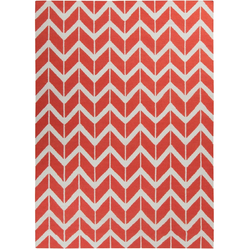 Hand-woven Orange Abada Wool Area Rug - 8' x 11' - 8' x 11'