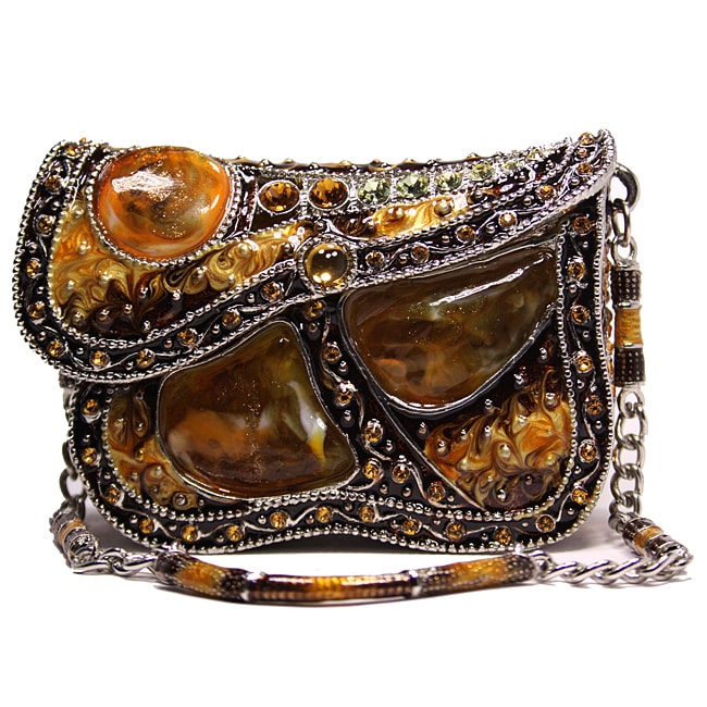 Cristani Collezione Large Amber Crystal Jeweled Purse Box