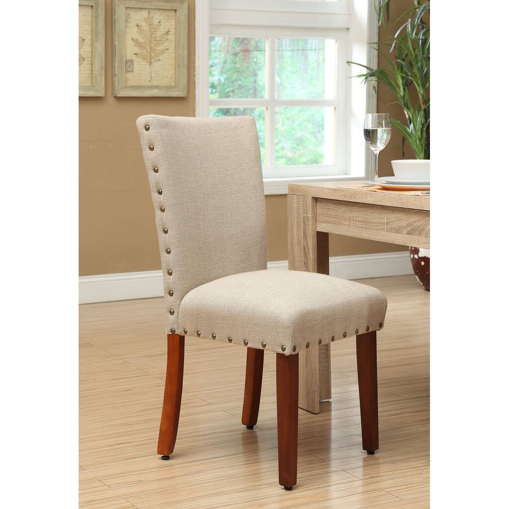 HomePop Tan Nail Head Parsons Chairs (Set of 2)