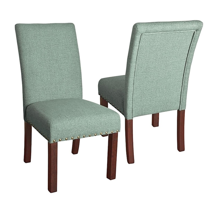 HomePop Sea Foam Nailhead Parsons Chairs (Set of 2)