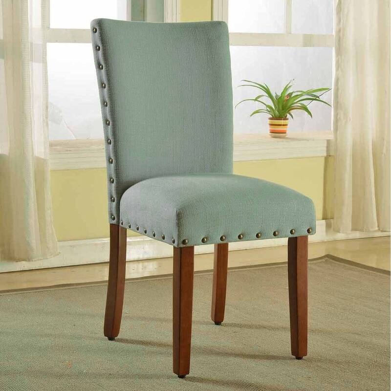 HomePop Sea Foam Nailhead Parsons Chairs (Set of 2) - Seafoam