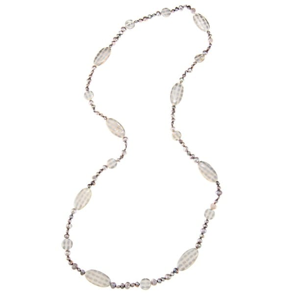 La Preciosa 36 Inch Mother of Pearl Silver Ovals Necklace La Preciosa Pearl Necklaces