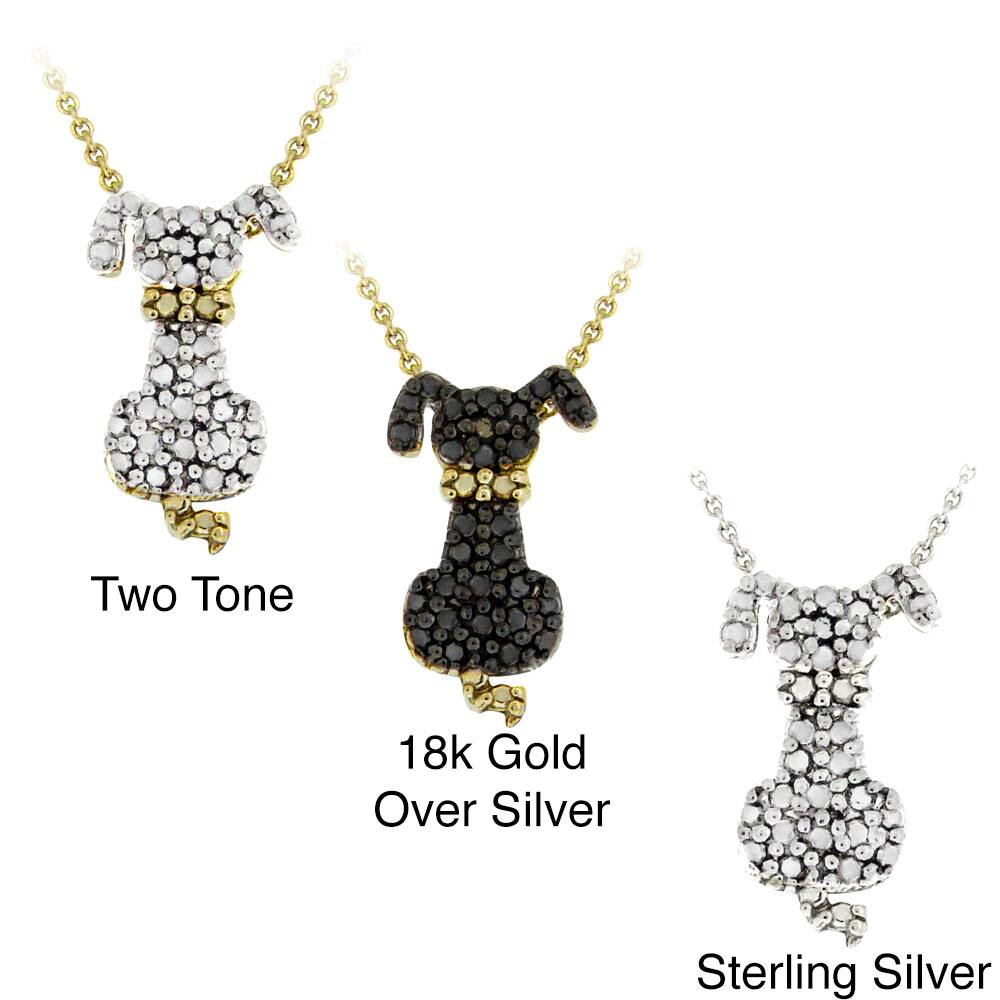 DB Designs 18k Yellow Gold Over Silver Black Diamond Accent Dog Necklace