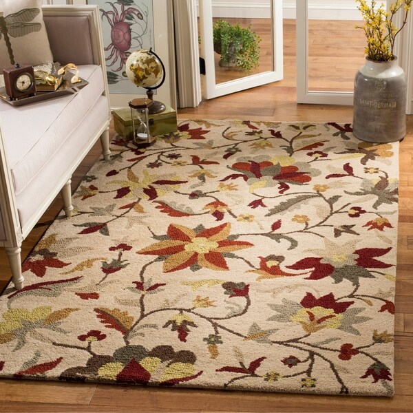 Safavieh Casual Handmade Botanical Gardens Beige Wool Rug - 8' x 10'