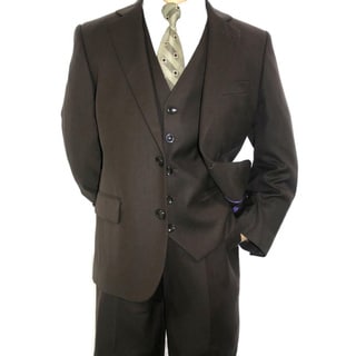 Ferrecci Boy's Dark Brown 3-piece 2-button Suit - 14138715 - Overstock ...