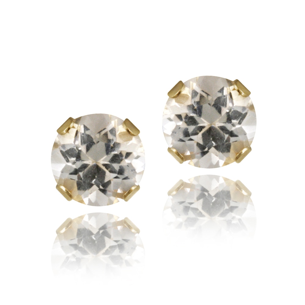 Glitzy Rocks 14k Yellow Gold 5 8ct Tgw 4mm White Topaz Stud Earrings Glitzy Rocks 14k Yellow Gold 5 8ct Tgw 4mm White Topaz Stud Earrings
