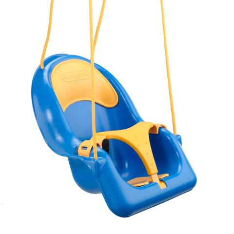 Swing-N-Slide Comfy-N-Secure Coaster Swing - Blue and Yellow - 16.2" W x 18.7" x 15.5" H - 16.2" W x 18.7" x 15.5" H
