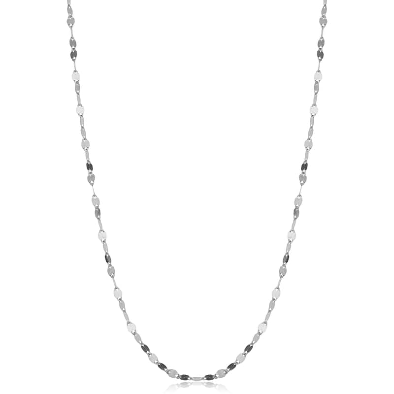 10k White or Yellow Gold 1.9-mm Mirror Flat Link Chain (16 - 20 inch) - 18 Inch - 18 Inch - White