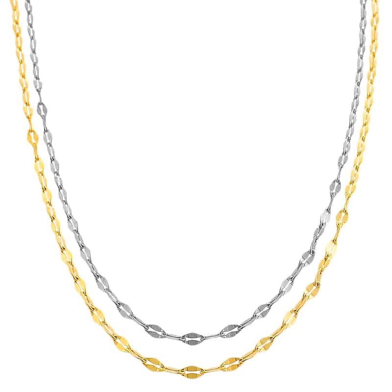 10k White or Yellow Gold 1.9-mm Mirror Flat Link Chain (16 - 20 inch)