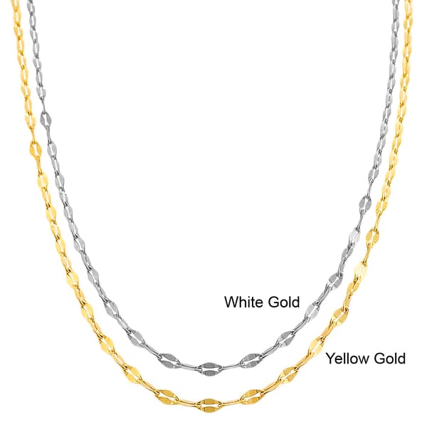 Fremada 10k White or Yellow Gold 1.9 mm Mirror Flat Link Chain (16   20 inch) Fremada Gold Necklaces