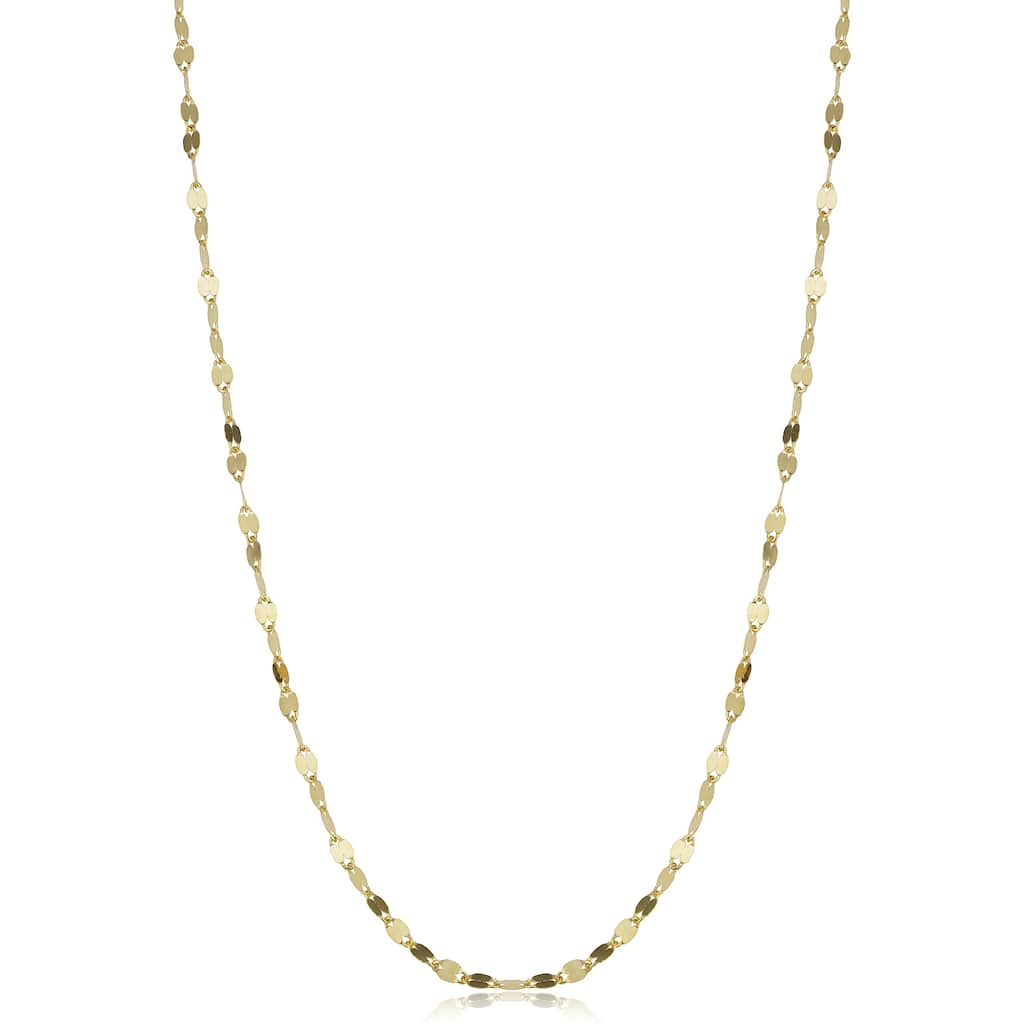 10k White or Yellow Gold 1.9-mm Mirror Flat Link Chain (16 - 20 inch)