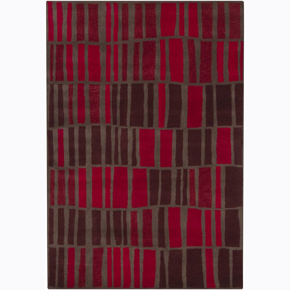 Hand-Tufted Red/Brown Mandara Abstract Wool Rug (7' x 10')