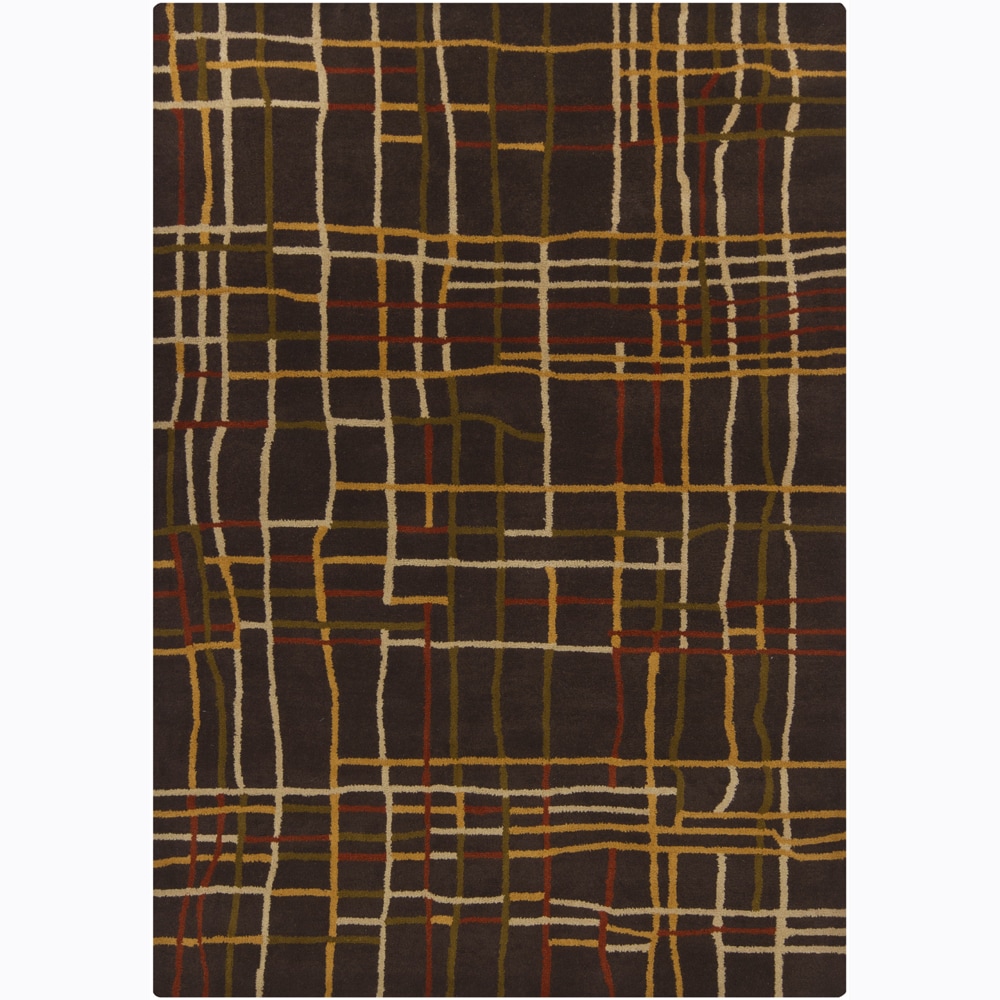 Hand tufted Warm Mandara Abstract Wool Rug (7 X 10)