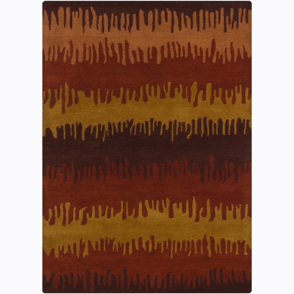 Hand tufted Warm Mandara Abstract Wool Rug (5 X 7)