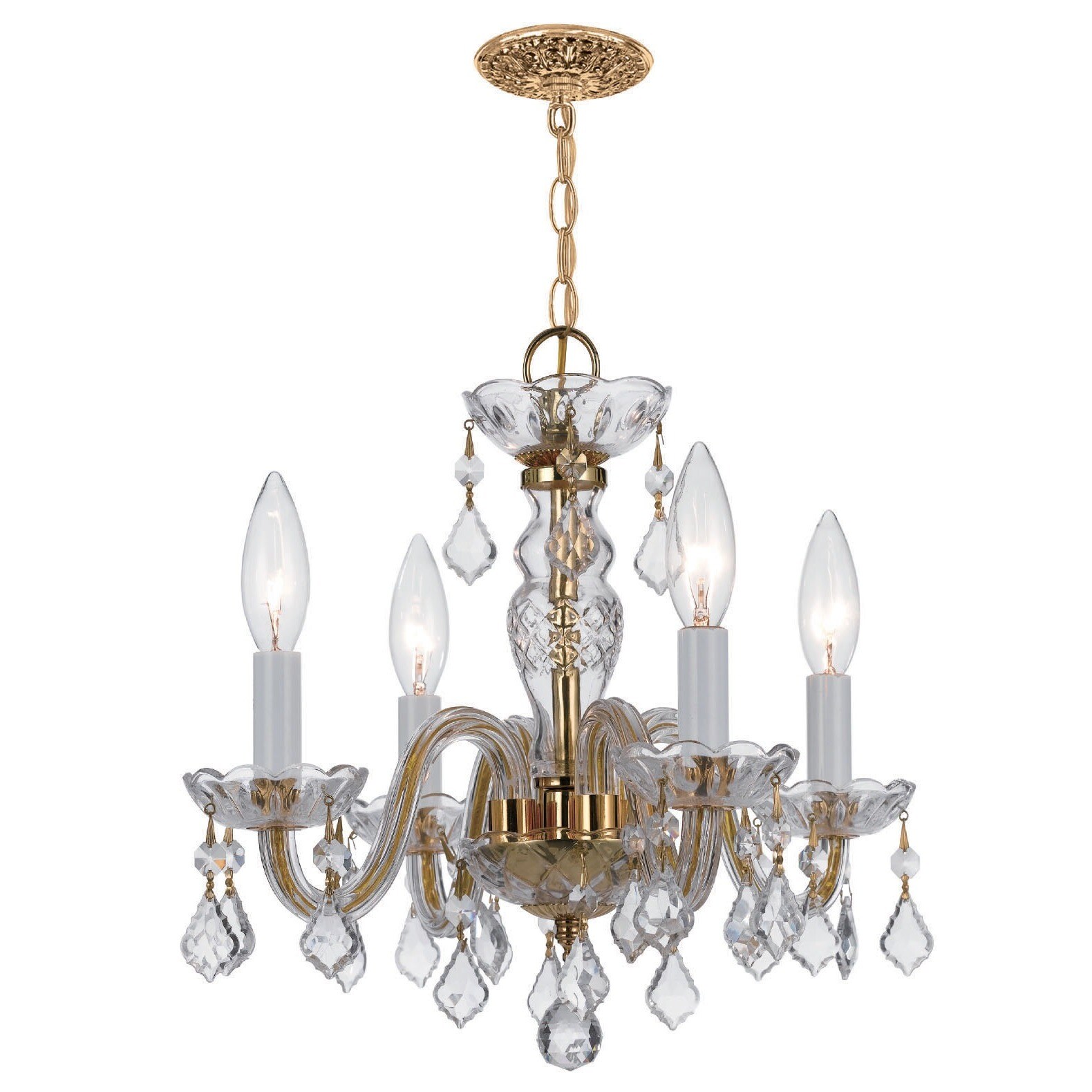 Crystorama Traditional 4-light Polished Brass Chandelier - Chandeliers For Bedrooms by Overstock.com
