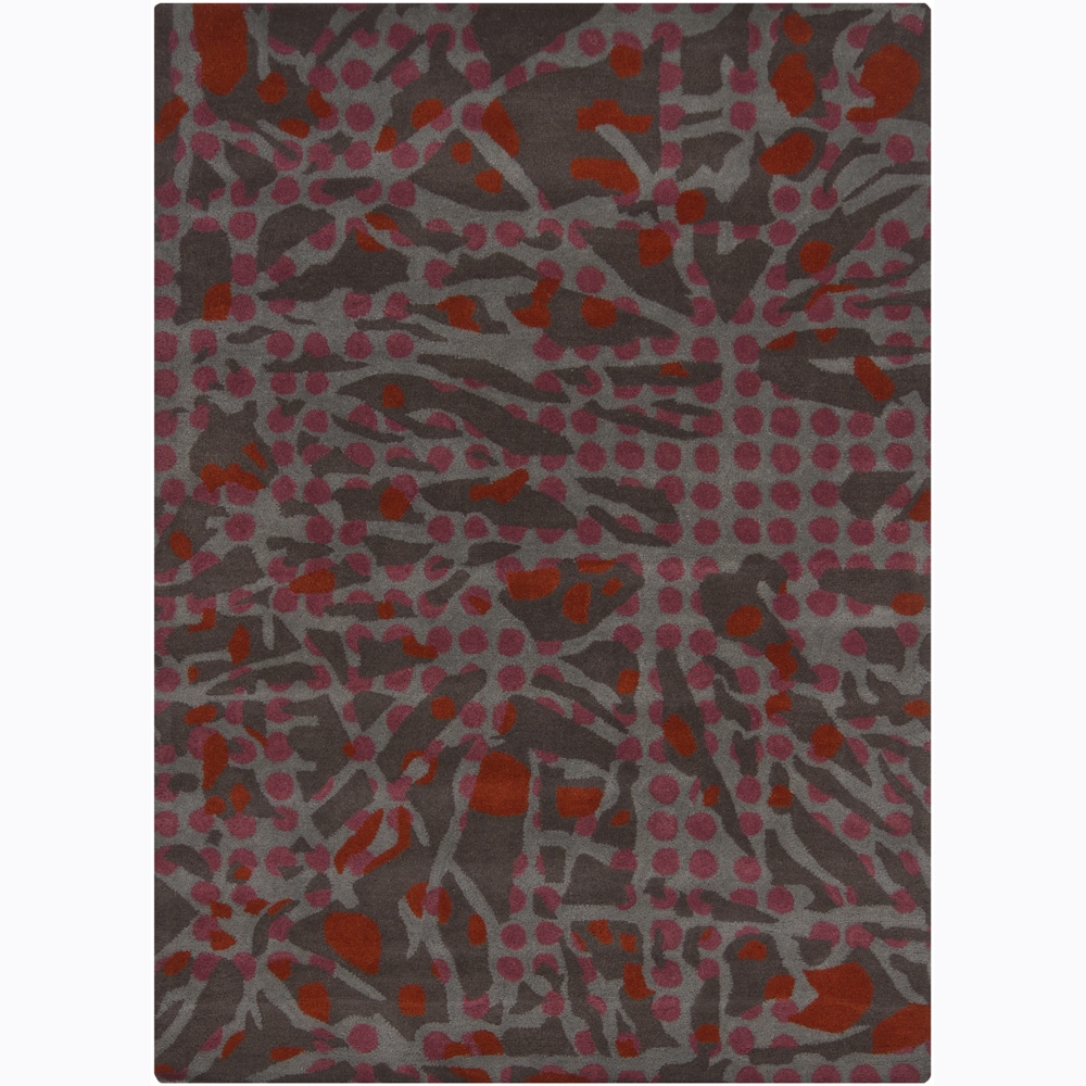 Hand tufted Red/gray/brown Mandara Abstract Wool Rug (5 X 7)