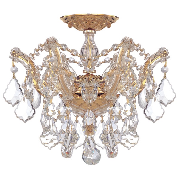 Crystorama Maria Theresa Collection 3-light Polished Gold Semi-flush Mount