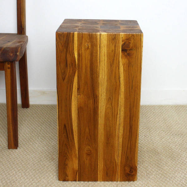 Haussmann Handmade Teak Block Hollow End Table 12 In Sq X 23 Haussmann Handmade Teak Block Hollow End Table 12 In Sq X 23 H Oak Oil