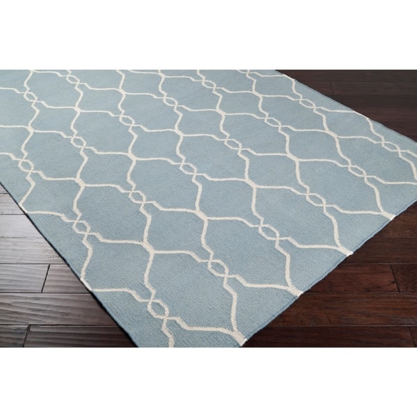 slide 2 of 5, Hand-woven Blue Masoleum Wool Area Rug - 2'6" x 8' Runner - 2' 6" x 8' 2' 6" x 8' - Slate