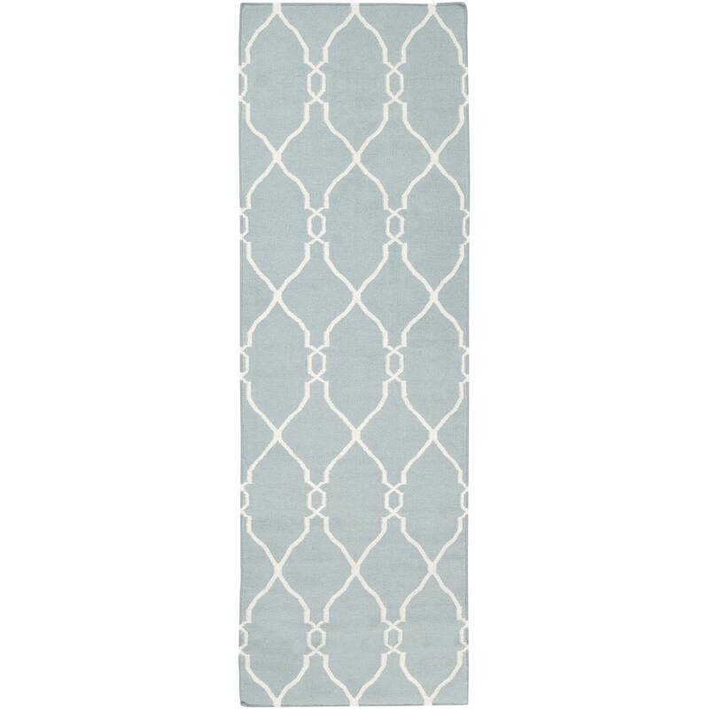 Hand-woven Blue Masoleum Wool Area Rug - 2'6" x 8' Runner - 2' 6" x 8'