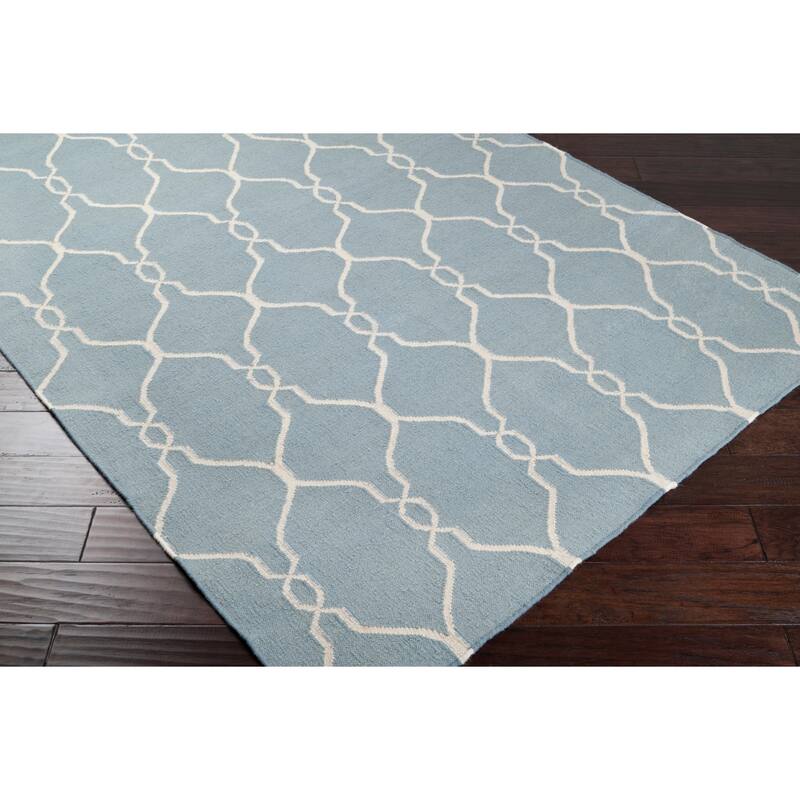 Hand-woven Blue Masoleum Wool Area Rug - 8' x 11' - 8' x 11'