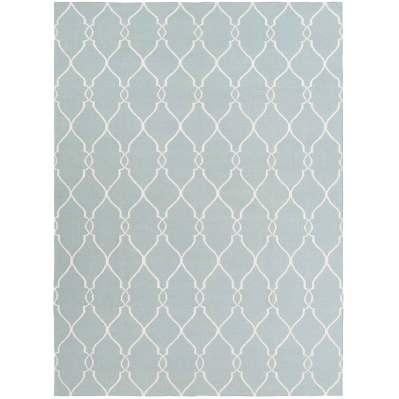 Hand-woven Blue Masoleum Wool Area Rug - 8' x 11' - 8' x 11'