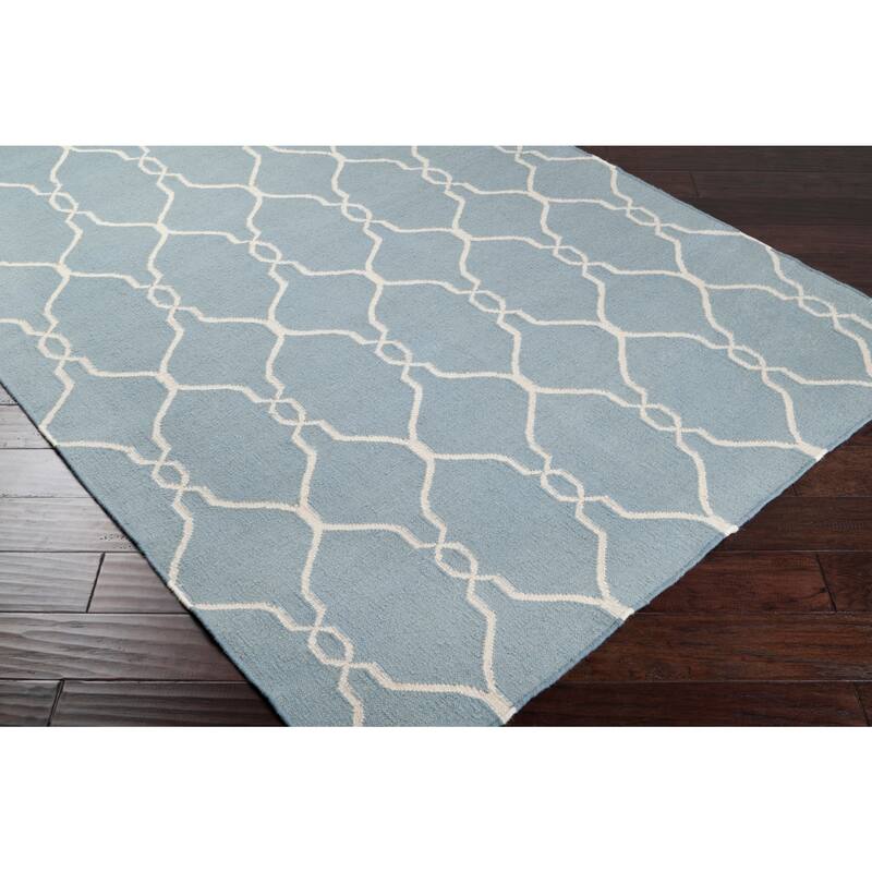 Hand-woven Blue Masoleum Wool Area Rug - 8' x 11' - 8' x 11'