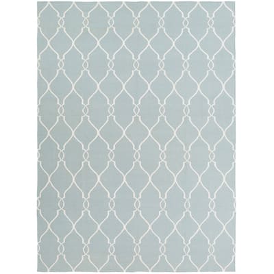 Hand-woven Blue Masoleum Wool Area Rug - 8' x 11' - 8' x 11'