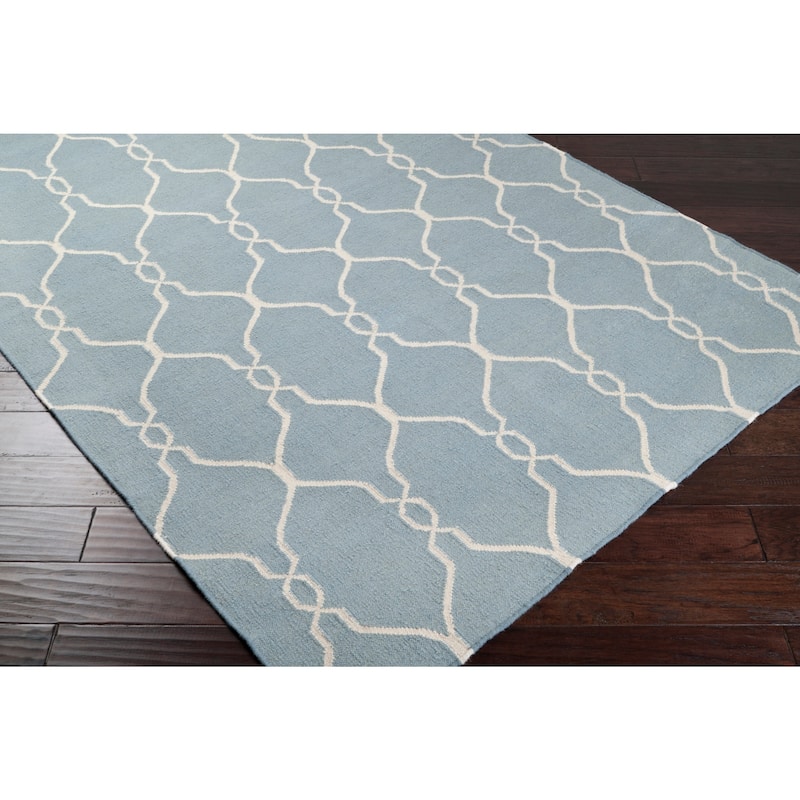 Hand-woven Blue Masoleum Wool Area Rug - 9' x 13' - 9' x 13'