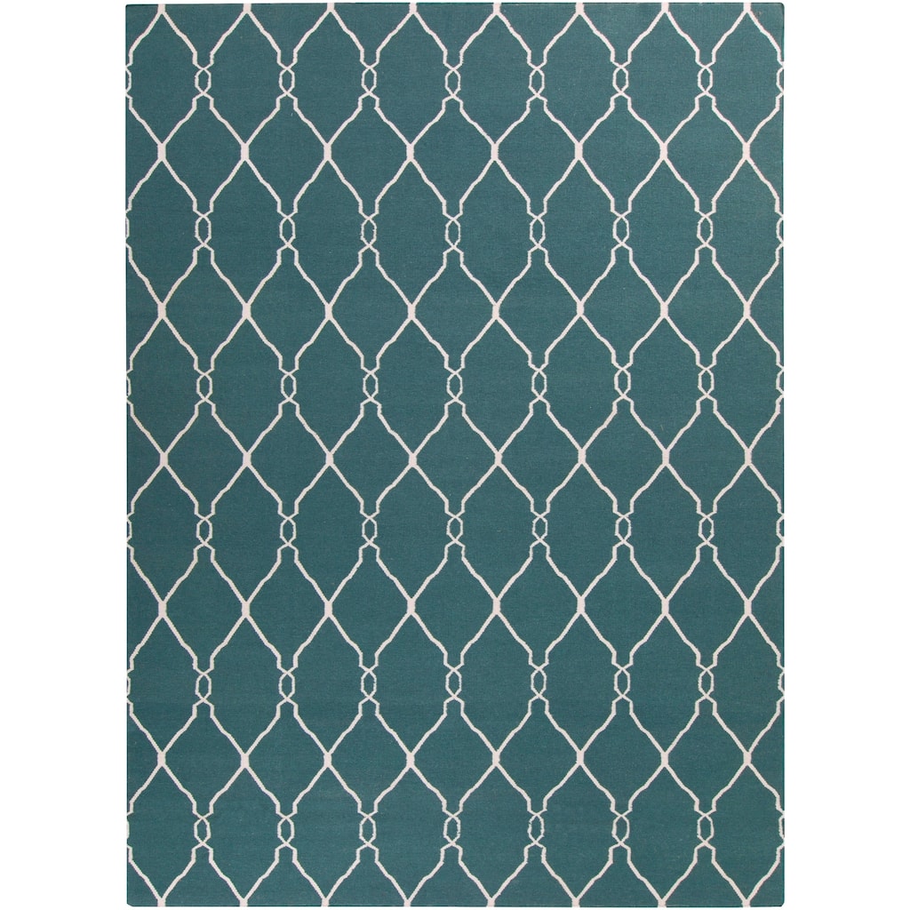 Hand-woven Blue Halicarn Wool Area Rug - 8' x 11' - 8' x 11'