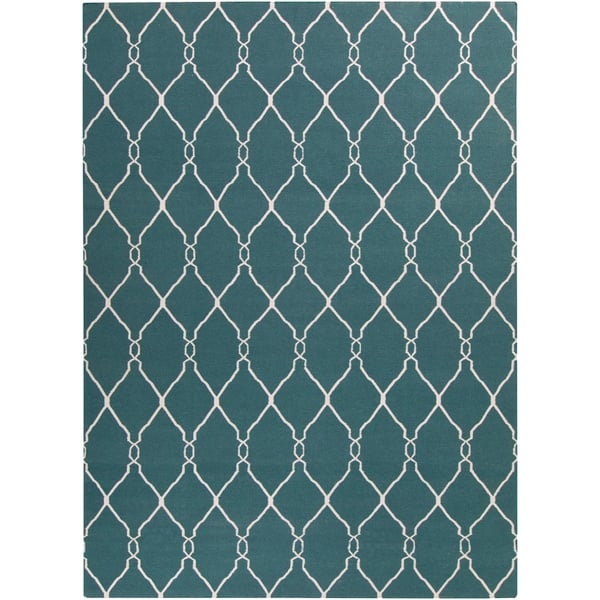 slide 2 of 6, Hand-woven Blue Halicarn Wool Area Rug - 8' x 11' - 8' x 11' 8' x 11' - Teal