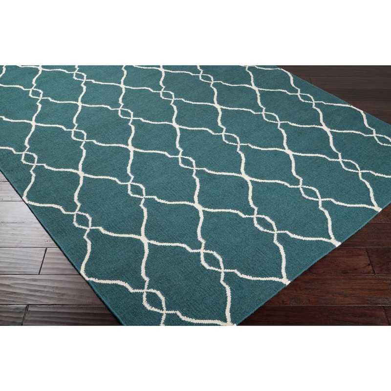 Hand-woven Blue Halicarn Wool Area Rug - 8' x 11' - 8' x 11'
