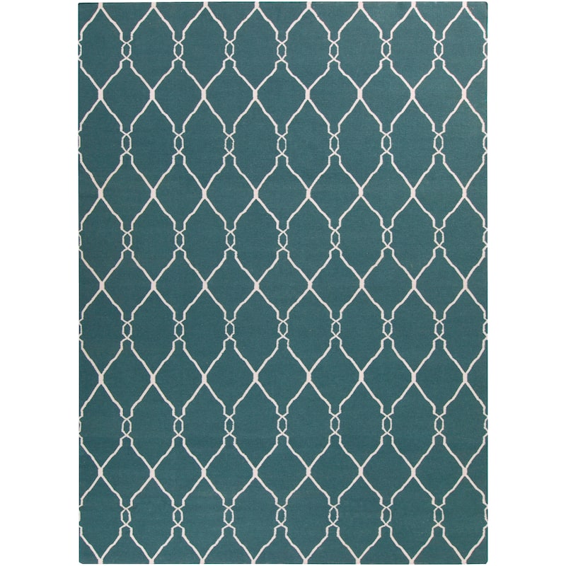 Hand-woven Blue Halicarn Wool Area Rug - 8' x 11' - 8' x 11'