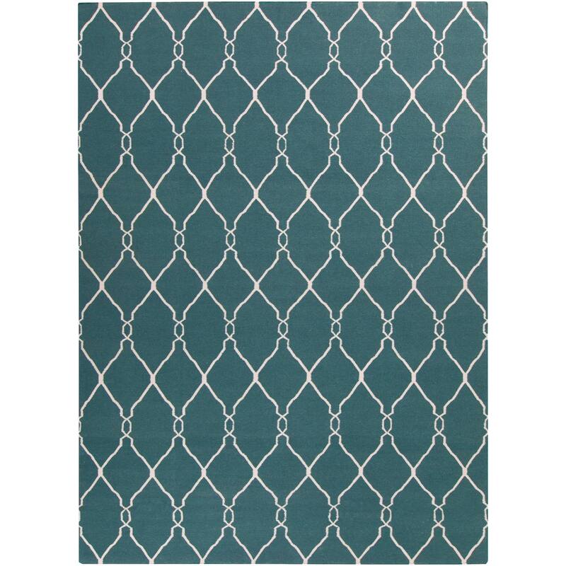 Hand-woven Blue Halicarn Wool Area Rug - 8' x 11' - 8' x 11'