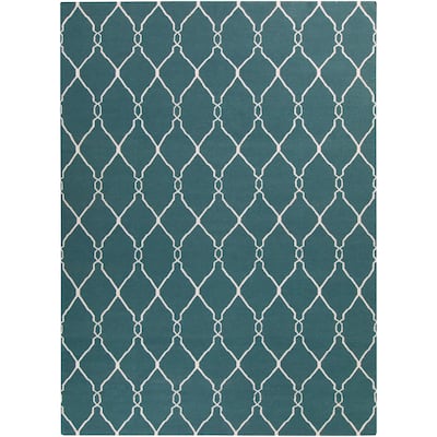 Hand-woven Blue Halicarn Wool Area Rug - 8' x 11' - 8' x 11'
