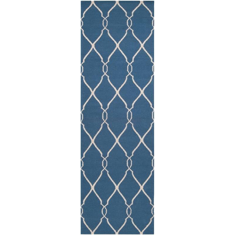 Hand-woven Blue Brewer Wool Area Rug - 2'6" x 8' Runner - 2'6" x 8' Runner